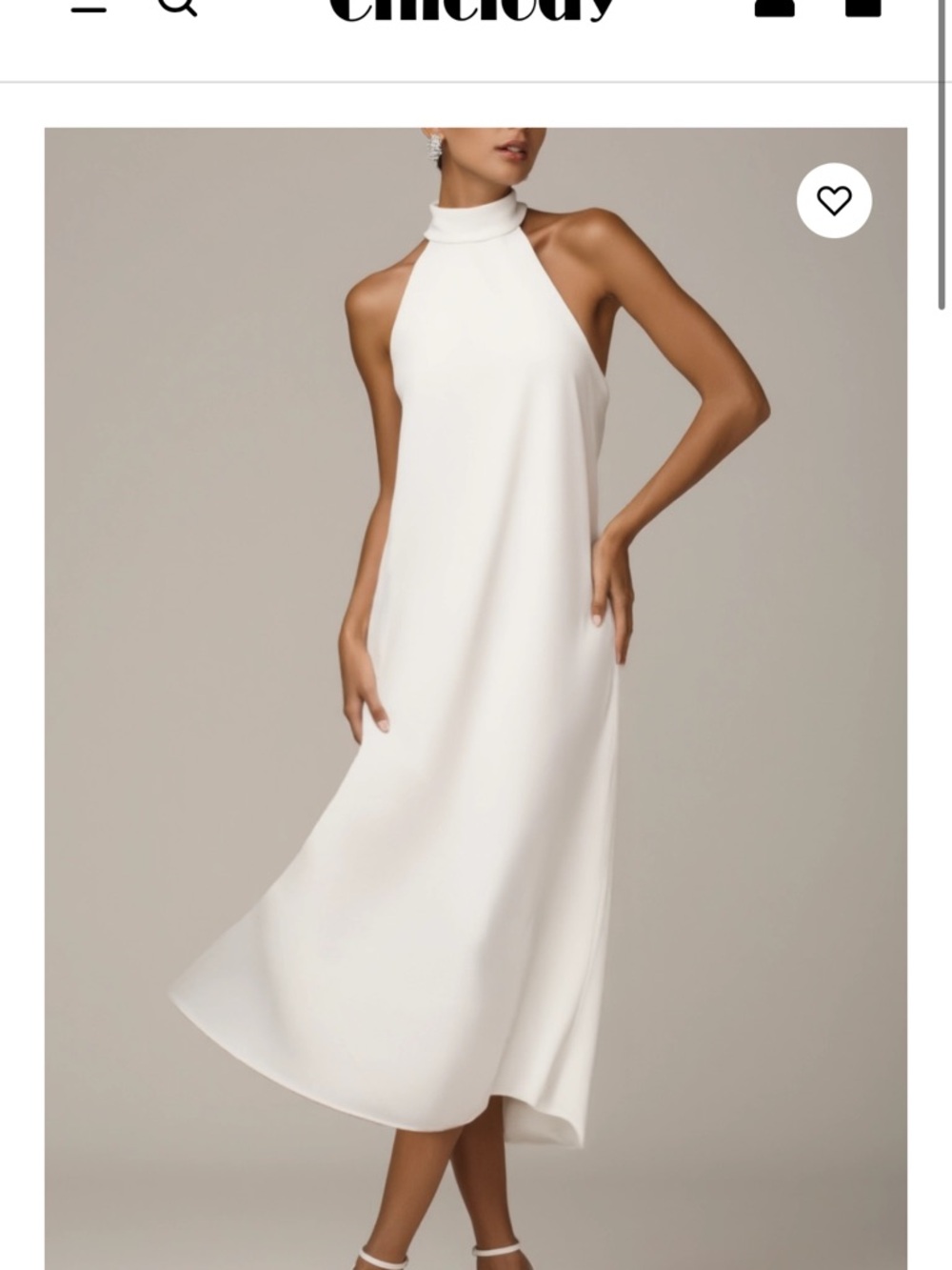 Chic Lody White Halter-Neck Midi Dress